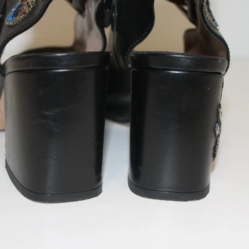 LAURENCE DACADE ELLEN NEDEN BEADED BLACK SANDALS - Picture 11 of 16